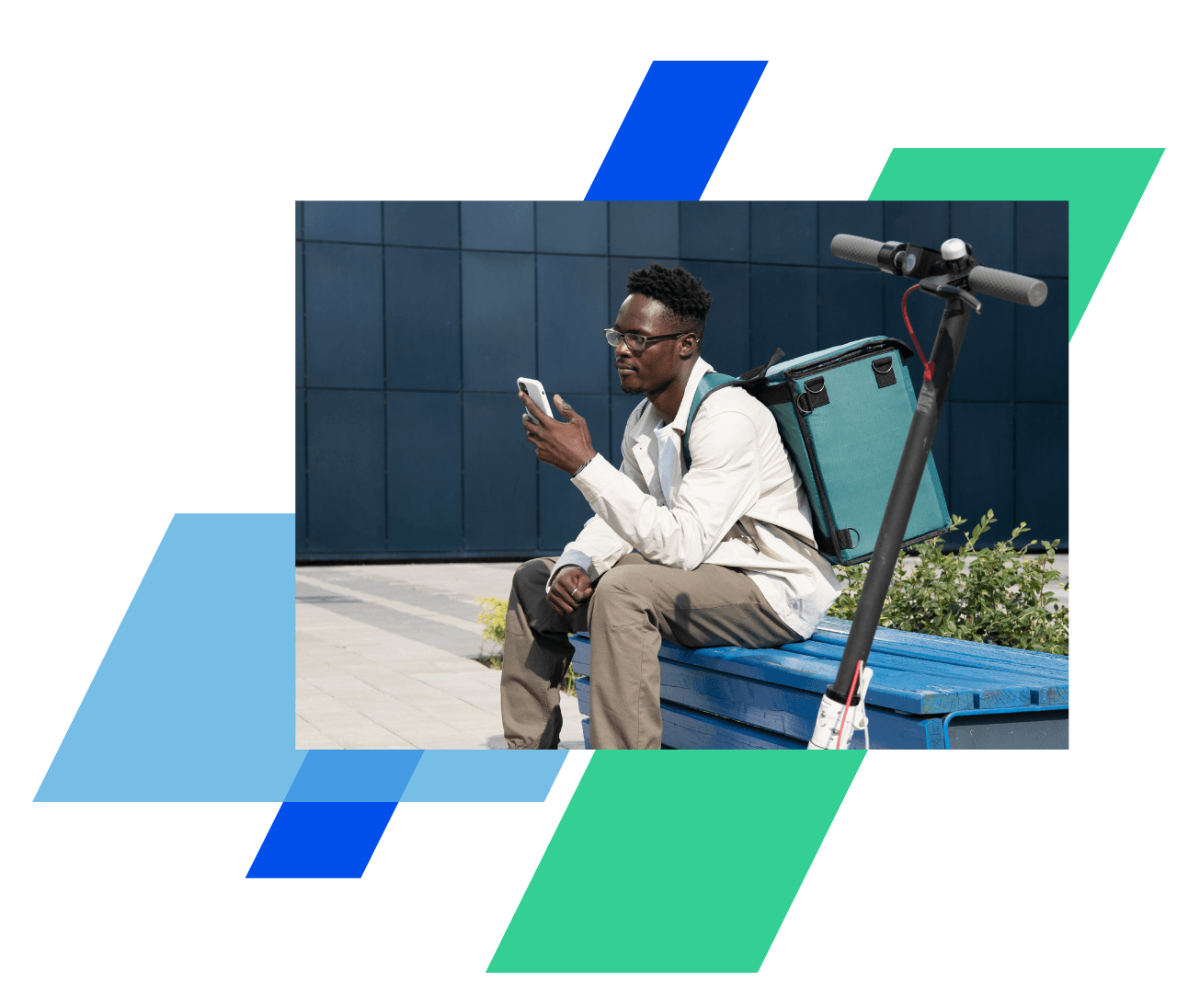 Deliveroo employee on his phone