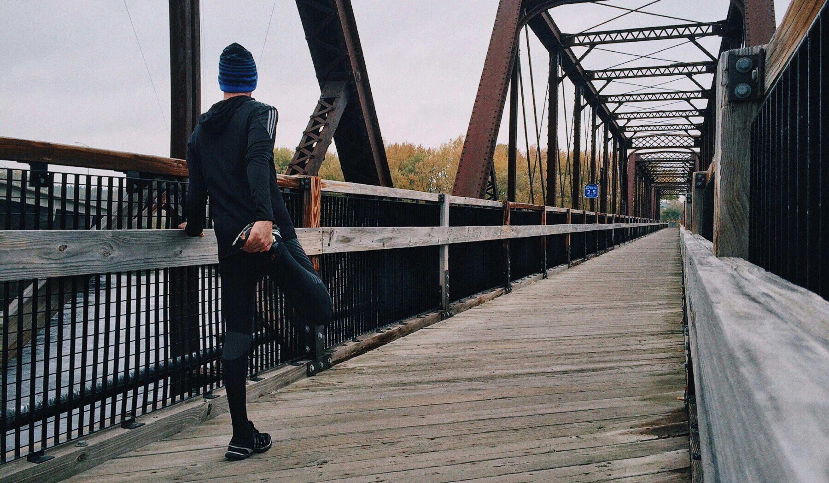 A man stretching