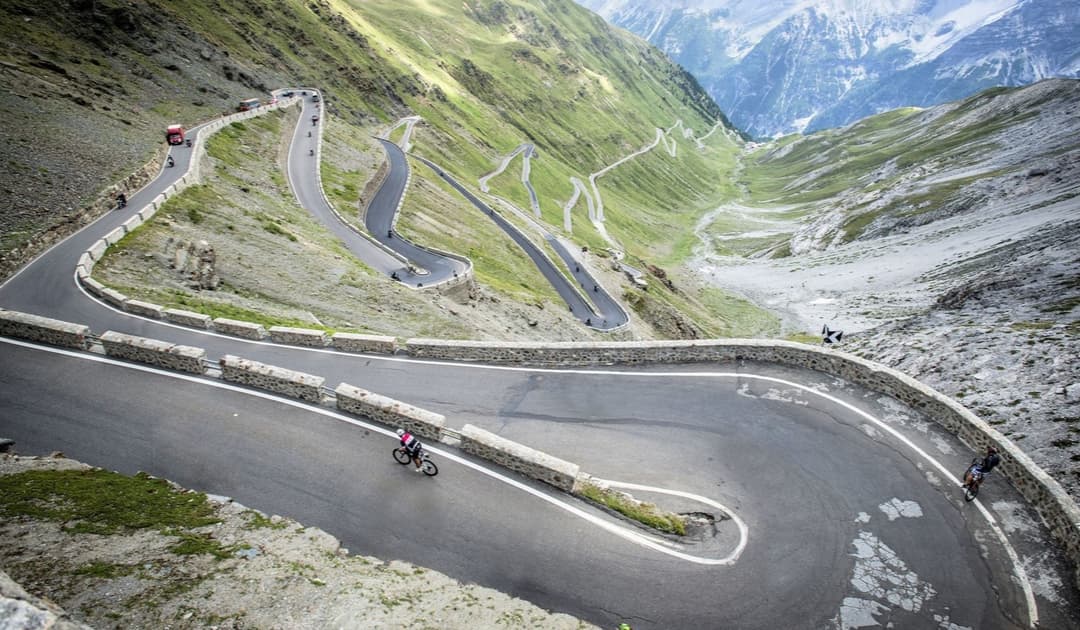 Cyclists on a mountain