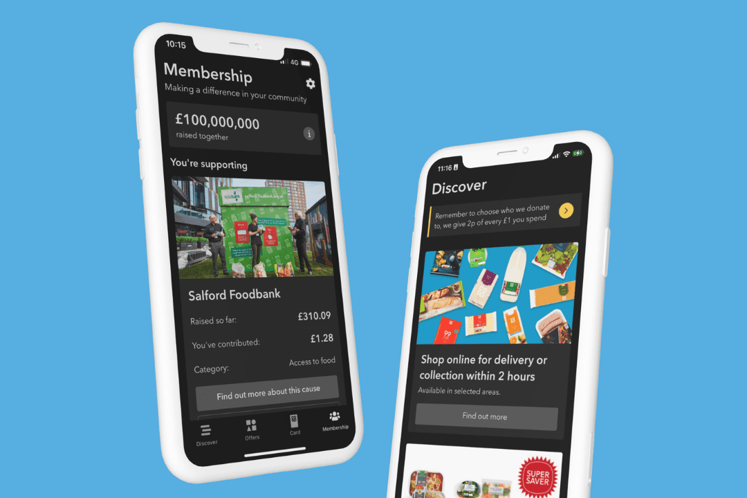 Co op app on a mobile phone