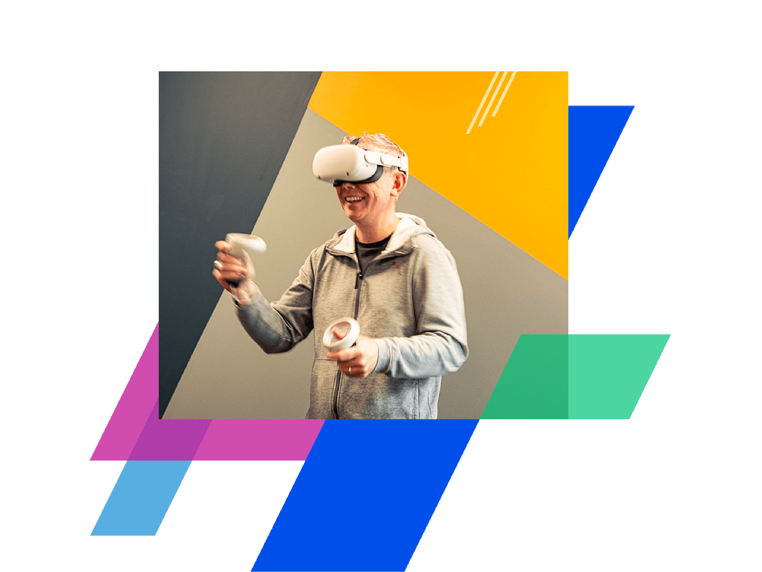 A man with a VR headset